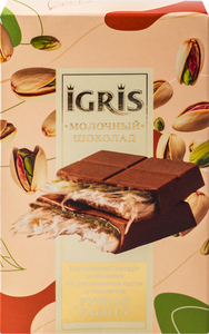 Шоколад молочный Igris с фисташкой и пишмание