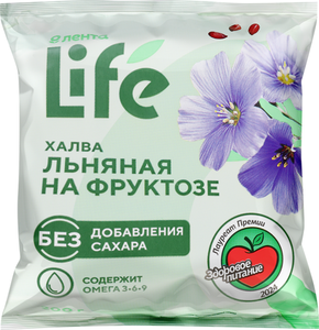 Халва льняная Лента Life с семенами льна на фруктозе