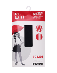 Набор детских колготок Inwin 80 ден, белые/синие, 2 шт