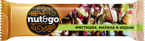 Батончик Nut&Go Фисташка-кешью-малина глазированный