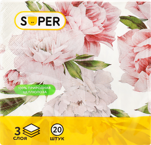 Салфетки бумажные Super Ретро 3-слоя, 33х33 см, 20 шт