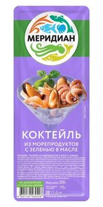 Коктейль из морепродуктов «Меридиан» в масле с зеленью, 200 г