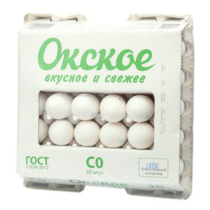 Яйца куриные пищевые столовые С0 ТМ Окское, 30 шт