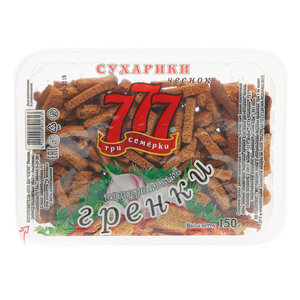 Сухарики-гренки ржано-пшеничные с чесноком ТМ 777 Три Семерки