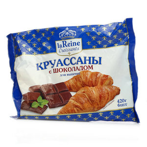 Круассаны сладкие La Reine с шоколадом замороженные 6 шт, 420 г