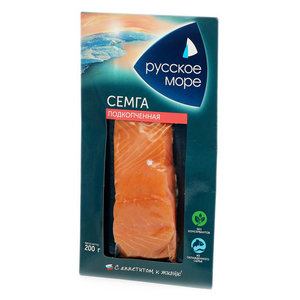 Семга соленая «Русское море» подкопченная филе-кусок, 200 г