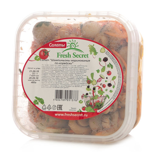Fresh secret. Салат столичный Fresh Secret. Шампиньоны салат Фреш секрет. Шампиньоны Fresh Salads. Fresh Salads корейские.
