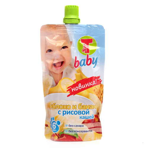 Яблоко и банан с рисовой кашей тедди baby