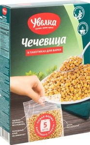 Чечевица зеленая Увелка в пакетиках для варки, 5×80 г