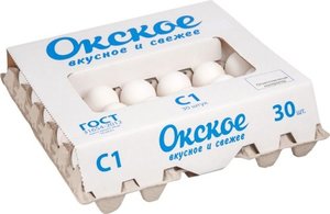 Яйцо куриное пищевое C1 белое, 30 шт ТМ Окское
