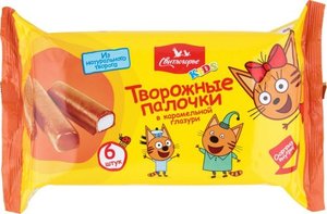 Творожные палочки в карамельной глазури Kids(Кидс) Три кота 16%, 6*30 г ТМ Свитлогорье