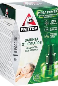 Жидкость от комаров Раптор 30 ночей для электрофумигатора