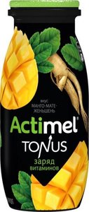 Напиток кисломолочный Tonus (Тонус) Манго-Мате-Женьшень 2,5% ТМ Actimel (Актимель)