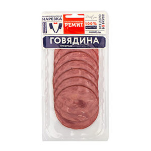 Говядина отборная копчено-вареная нарезка ТМ Ремит