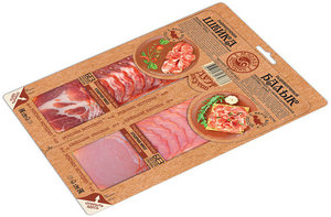 Шейка сырокопченая и балык сырокопченый микс нарезка ТМ Иней 