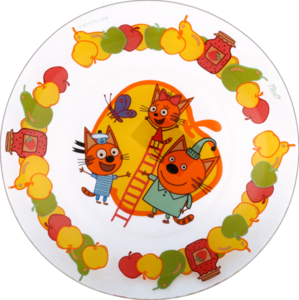 Тарелка малая  20см Три кота фрукты стекло