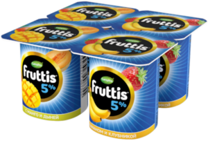 Йогуртный продукт Fruttis дыня-манго/банан-клубника 5%