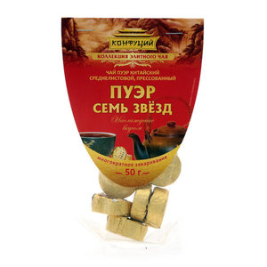 Чай китайский черный "семь звезд" байховый листовой в/с pu-er ТМ Конфуций