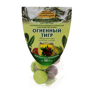 Чай зеленый китайский "огненный тигр" крупнолистовой фигурный  ТМ Конфуций