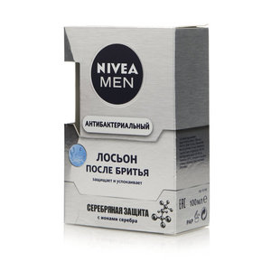Лосьон после бритья NIVEA MEN Серебряная защита с ионами серебра и антибактериальным эффектом, 100 мл