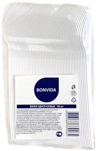 Вилка одноразовая, 100 шт ТМ Bonvida (Бонвида)