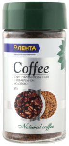 Кофе растворимый натуральный сублимированный ТМ Лента