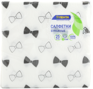 Салфетки Лента Бант 2-сл. 24х24см (россия)