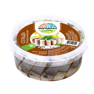 Сельдь кусочки в масле с дымком ТМ Меридиан