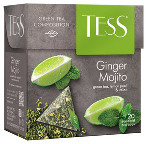 Чай зеленый Ginger Mojito (Джинджер Мохито) в пирамидках 20*1,8г ТМ Tess (Тесс)