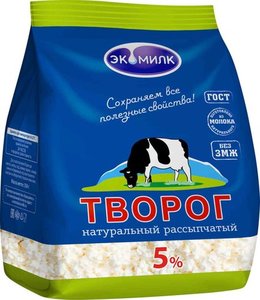 Творог Экомилк рассыпчатый 5% БЗМЖ