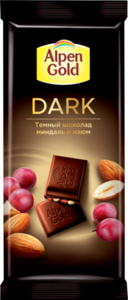 Шоколад тёмный Dark (Дарк) Миндаль и Изюм ТМ Alpen Gold (Альпен Гольд)