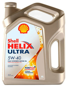 Масло моторное синтетическое Helix Ultra (Хеликс Ультра) 5W40 4 л ТМ Shell (Шелл)