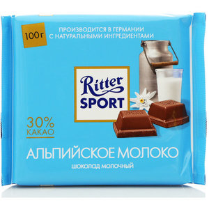 Шоколад молочный с альпийским молоком ТМ Ritter Sport (Риттер спорт)