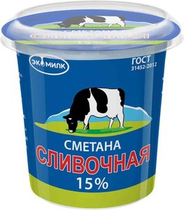 Сметана Сливочная 15% ТМ Экомилк