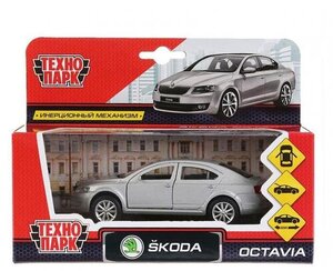 Машинка металлическая Skoda Octavia (Шкода Октавия) инерционная с открытием дверей, 12 см ТМ Технопарк