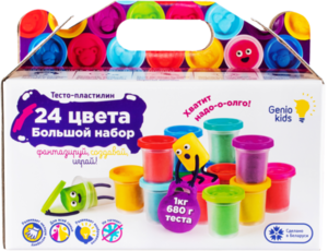 Набор для лепки Тесто-пластилин, 24 баночки ТМ Genio Kids (Дженио Кидс)
