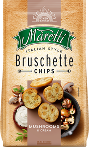 Сухарики пшеничные брускетти со вкусом грибы со сметаной ТМ Maretti (Маретти)