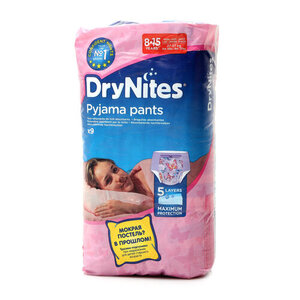 Трусики-подгузники для девочек DryNites (ДрайНайтс) 8-15 лет (27-57 кг), 9 шт ТМ Huggies (Хаггис)