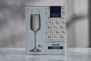 Набор бокалов для шампанского Anser (Ансер) 290 мл*6 шт ТМ Crystalite Bohemia (Кристалайт Богемия)