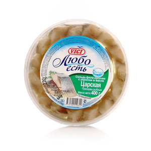 Сельдь филе-кусочки с укроп в масле Царская Любо есть ТМ Vici (Вичи)