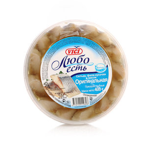 Сельдь филе-кусочки в масле оригинальная Любо есть ТМ Vici (Вичи)