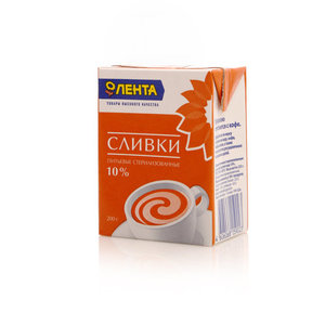 Сливки питьевые 10% ТМ Лента