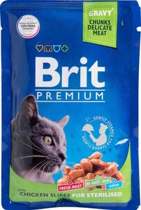 Корм для стерилизованных кошек Brit Premium Цыплёнок в соусе