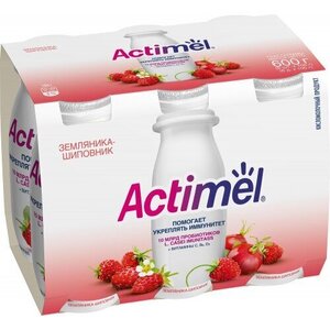 Напиток кисломолочный Actimel Земляника и шиповник 2,5% ТМ Danon (Данон)
