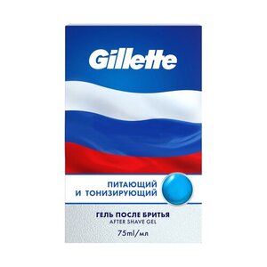 Гель после бритья Gillette, Питающий и Тонизирующий, без спирта, мужской, 75 мл