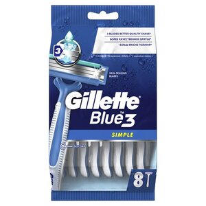 Одноразовые мужские бритвы Gillette Blue3 Simple, с 3 лезвиями, фиксированная головка, 8 шт