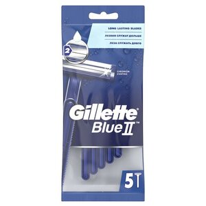 Одноразовые мужские бритвы Gillette Blue2, с 2 лезвиями, фиксированная головка, 5 шт