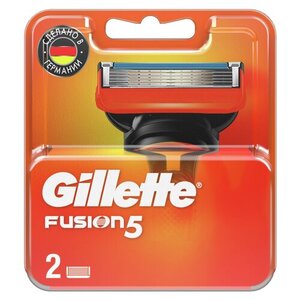 Сменные кассеты Gillette Fusion5 для мужской бритвы, с 5 лезвиями, c точным триммером для труднодоступных мест, 2 шт