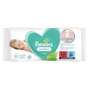 Влажные салфетки для малышей Pampers Sensitive, 52 шт