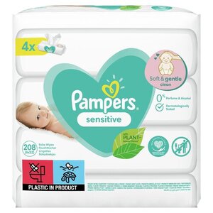 Влажные салфетки для малышей Pampers Sensitive, 208 шт